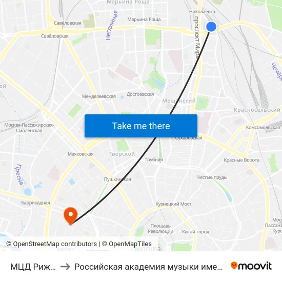 МЦД Рижская to Российская академия музыки имени Гнесиных map