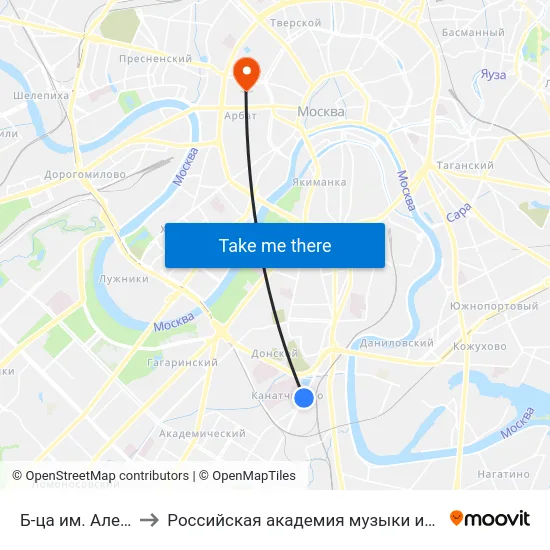 Б-ца им. Алексеева to Российская академия музыки имени Гнесиных map