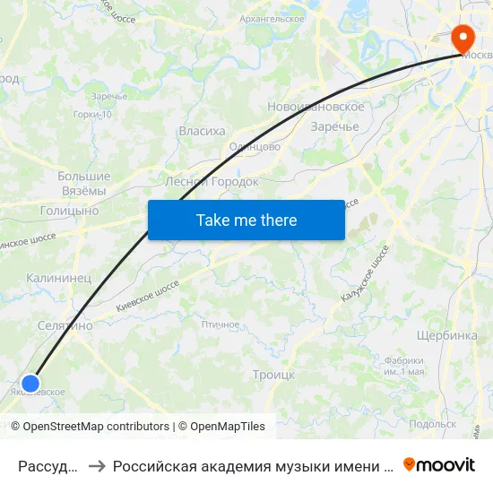 Рассудово to Российская академия музыки имени Гнесиных map