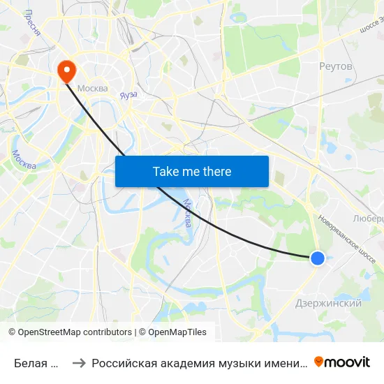 Белая Дача to Российская академия музыки имени Гнесиных map