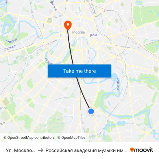 Ул. Москворечье to Российская академия музыки имени Гнесиных map