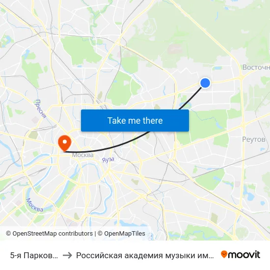 5-я Парковая ул. to Российская академия музыки имени Гнесиных map