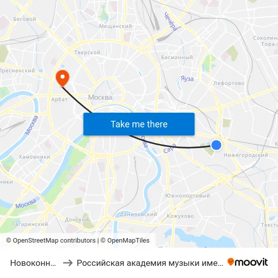 Новоконная пл. to Российская академия музыки имени Гнесиных map