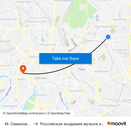 М. Семеновская ул. to Российская академия музыки имени Гнесиных map