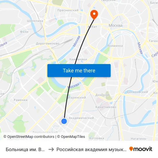 Больница им. Виноградова to Российская академия музыки имени Гнесиных map