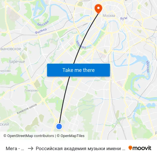 Мега - Оби to Российская академия музыки имени Гнесиных map