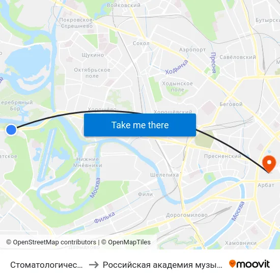 Стоматологическая п-ка № 5 to Российская академия музыки имени Гнесиных map