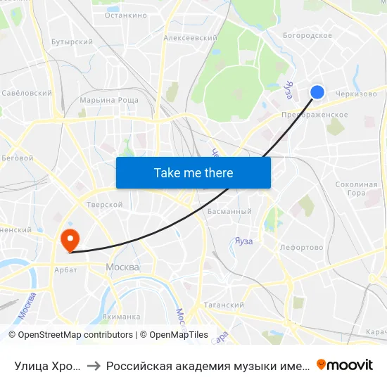 Улица Хромова to Российская академия музыки имени Гнесиных map