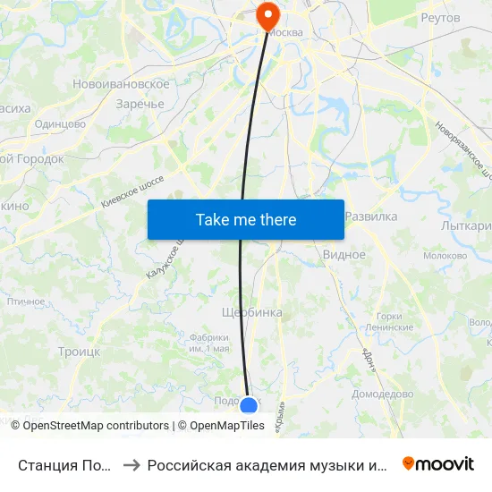 Станция Подольск to Российская академия музыки имени Гнесиных map