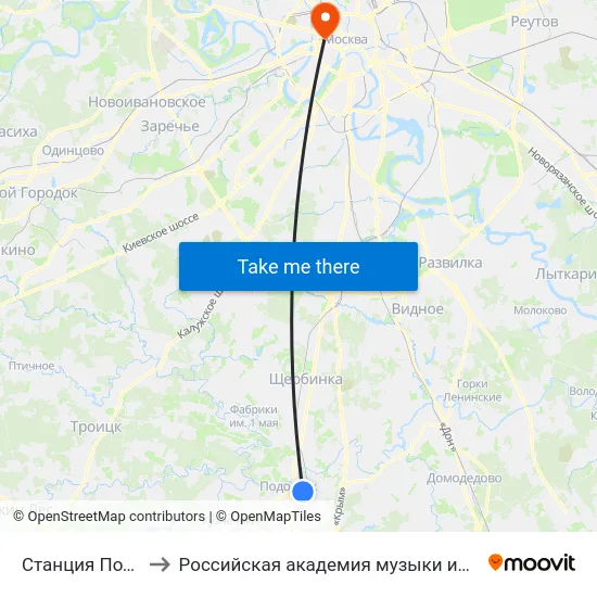 Станция Подольск to Российская академия музыки имени Гнесиных map