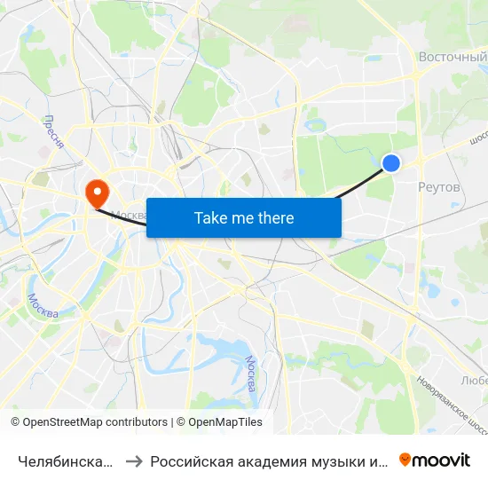 Челябинская Улица to Российская академия музыки имени Гнесиных map