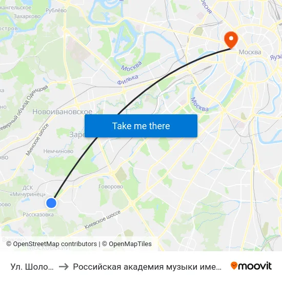Ул. Шолохова to Российская академия музыки имени Гнесиных map
