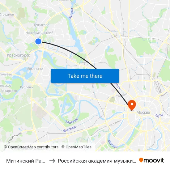 Митинский Радиорынок to Российская академия музыки имени Гнесиных map