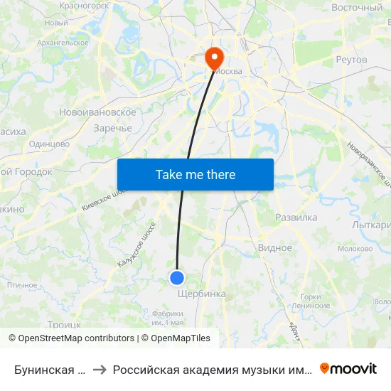 Бунинская Аллея to Российская академия музыки имени Гнесиных map