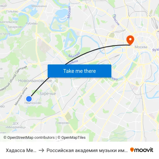 Хадасса Медикал to Российская академия музыки имени Гнесиных map