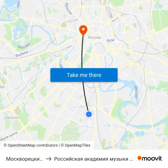 Москворецкий рынок to Российская академия музыки имени Гнесиных map