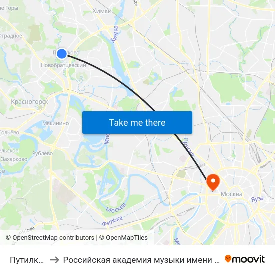 Путилково to Российская академия музыки имени Гнесиных map