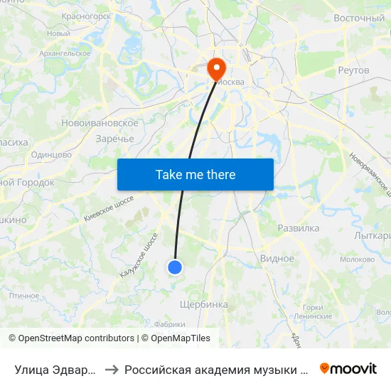 Улица Эдварда Грига to Российская академия музыки имени Гнесиных map
