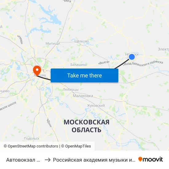 Автовокзал Ногинск to Российская академия музыки имени Гнесиных map