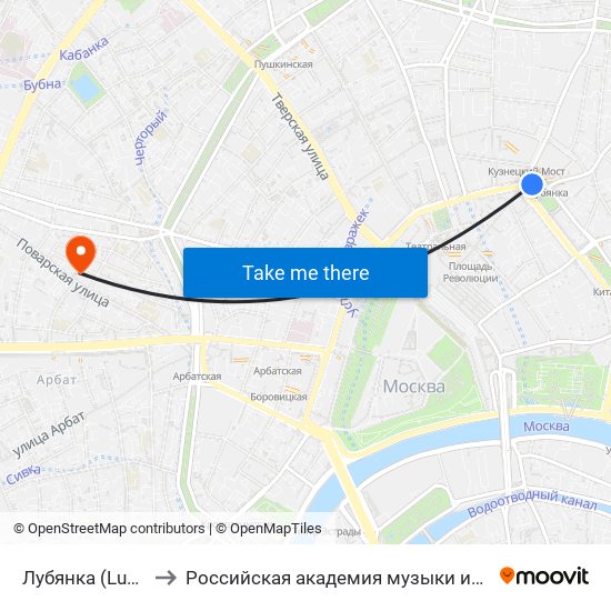 Лубянка (Lubyanka) to Российская академия музыки имени Гнесиных map