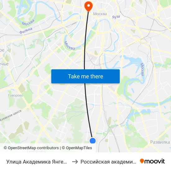Улица Академика Янгеля (Ulitsa Akademika Yangelya) to Российская академия музыки имени Гнесиных map