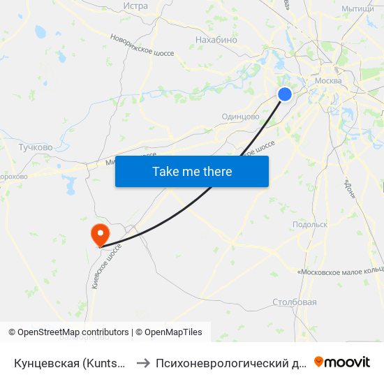 Кунцевская (Kuntsevskaya) to Психоневрологический диспансер map