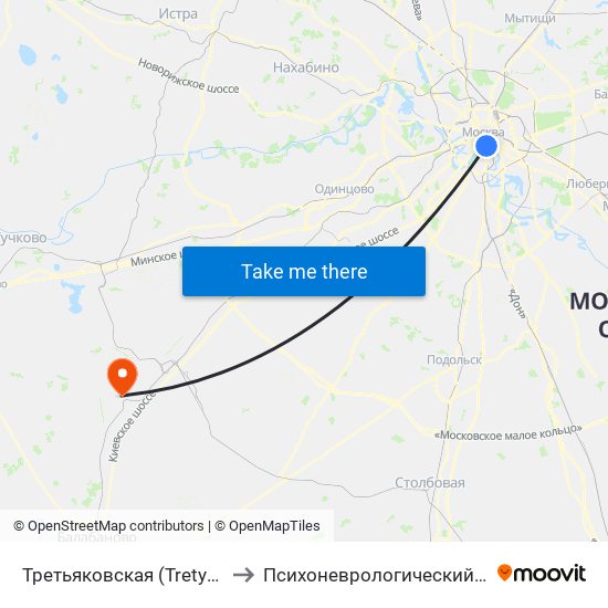 Третьяковская (Tretyakovskaya) to Психоневрологический диспансер map