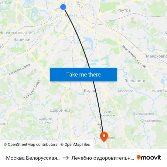 Москва Белорусская (Belorussky Station) to Лечебно оздоровительный комплекс ""Бобер"" map