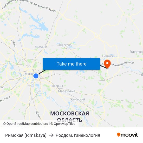 Римская (Rimskaya) to Роддом, гинекология map