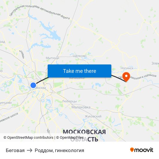 Беговая to Роддом, гинекология map