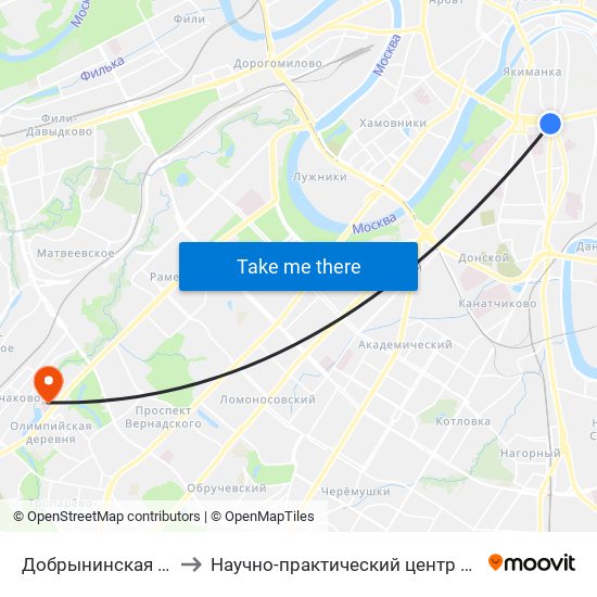 Добрынинская (Dobryninskaya) to Научно-практический центр детской психоневрологии map