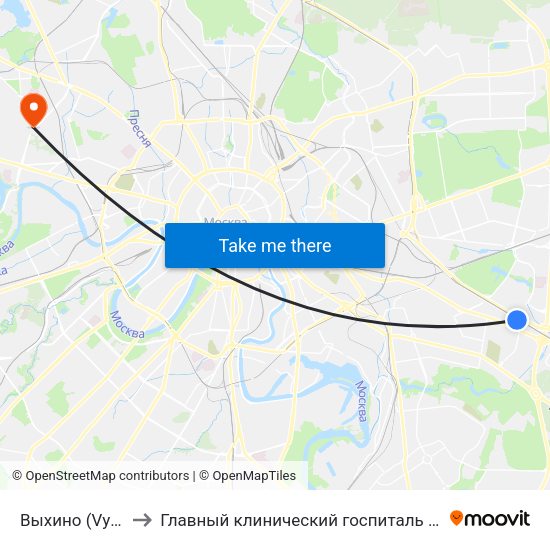 Выхино (Vykhino) to Главный клинический госпиталь МВД России map