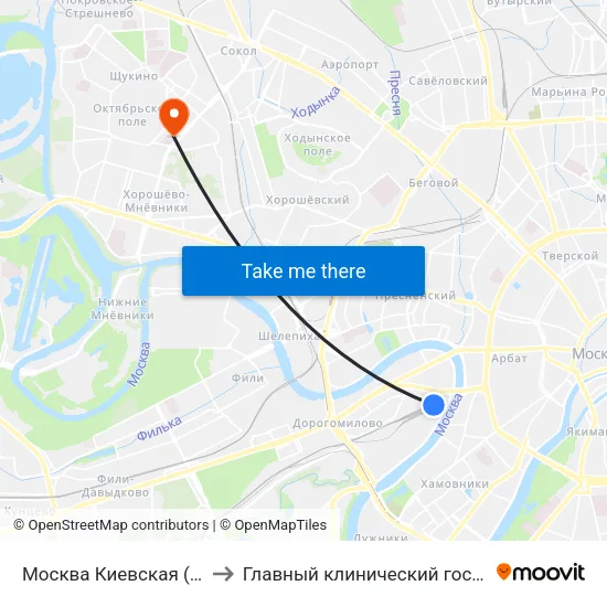Москва Киевская (Kievsky Station) to Главный клинический госпиталь МВД России map