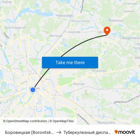 Боровицкая (Borovitskaya) to Туберкулезный диспансер map