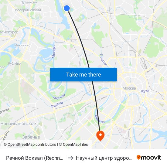 Речной Вокзал (Rechnoy Vokzal) to Научный центр здоровья детей map