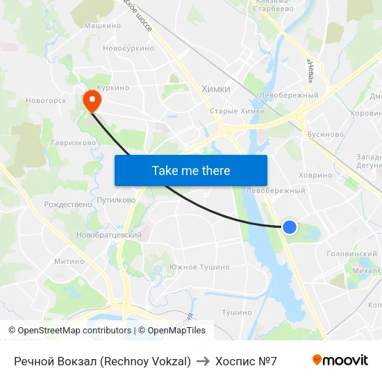 Речной Вокзал (Rechnoy Vokzal) to Хоспис №7 map