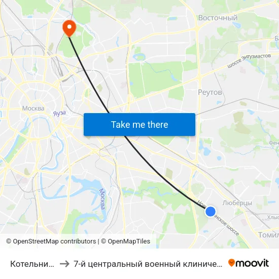 Котельники (Kotelniki) to 7-й центральный военный клинический авиационный госпиталь МО РФ map