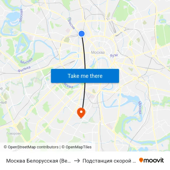 Москва Белорусская (Belorussky Station) to Подстанция скорой помощи №13 map