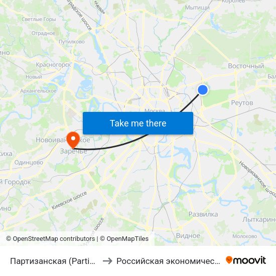 Партизанская (Partizanskaya) to Российская экономическая школа map