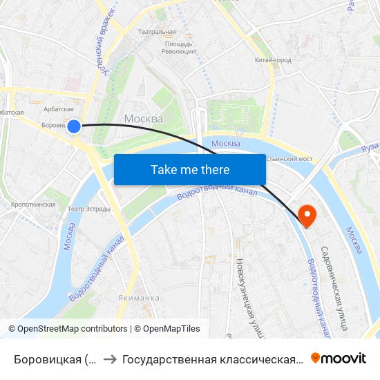Боровицкая (Borovitskaya) to Государственная классическая академия им. Маймонида map