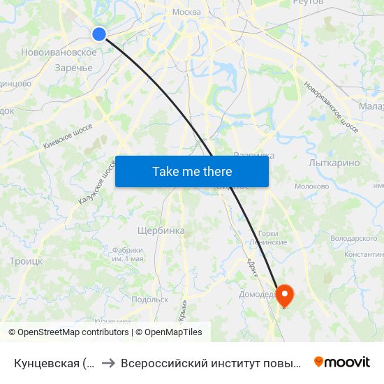 Кунцевская (Kuntsevskaya) to Всероссийский институт повышения квалификации МВД РФ map