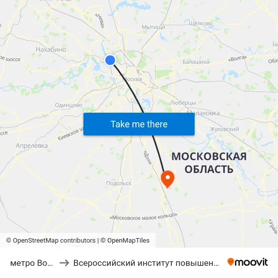 метро Войковская to Всероссийский институт повышения квалификации МВД РФ map