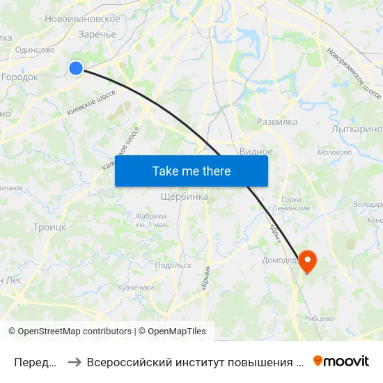 Переделкино to Всероссийский институт повышения квалификации МВД РФ map