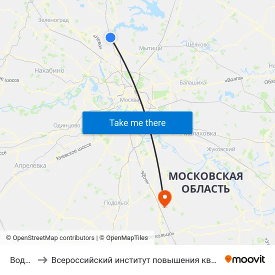 Водники to Всероссийский институт повышения квалификации МВД РФ map