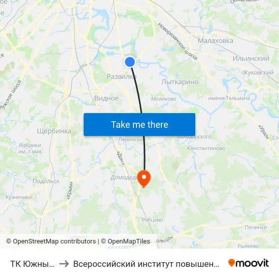 ТК Южные Ворота to Всероссийский институт повышения квалификации МВД РФ map