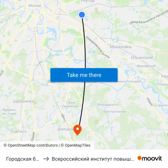 Городская больница №15 to Всероссийский институт повышения квалификации МВД РФ map