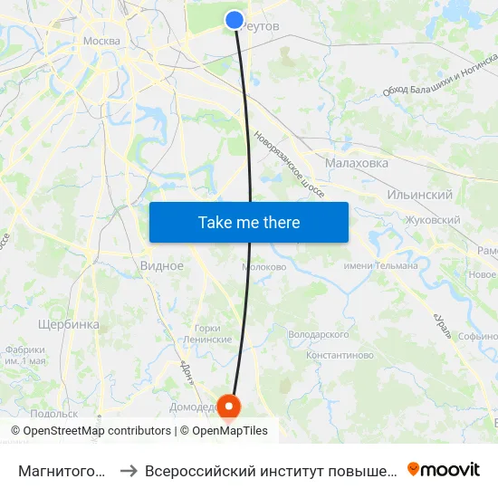 Магнитогорская улица to Всероссийский институт повышения квалификации МВД РФ map