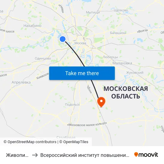 Живописная ул. to Всероссийский институт повышения квалификации МВД РФ map