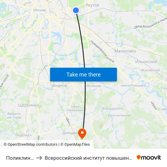 Поликлиника № 69 to Всероссийский институт повышения квалификации МВД РФ map