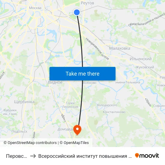 Перовская ул. to Всероссийский институт повышения квалификации МВД РФ map